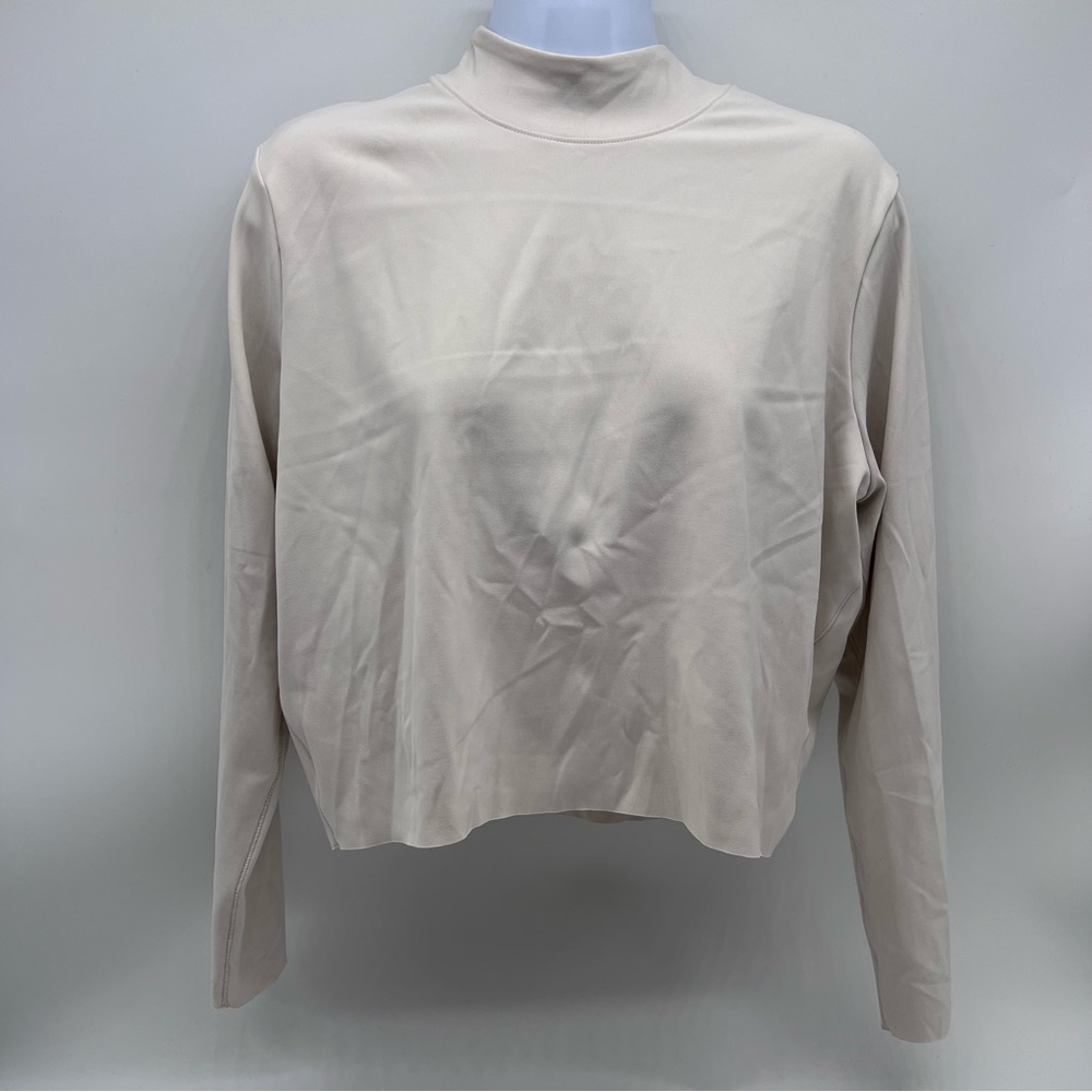 Nike Yoga Women's Long Sleeve Crew Neck Athletic Trainer Top Off-White-Size XL